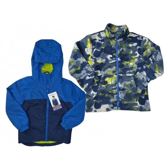 Eddie Bauer Youth Boys 3-In-1 Jacket Blue X-Small 5 / 6 Winter Fleece Kids New - Picture 1 of 13